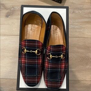 Gucci Men's Red and Black Plaid Loafers